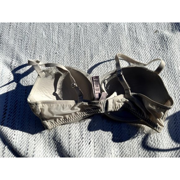 Victoria’s Secret Bra 34D Ivory Floral  Lace Shimmer Dream Angels Demi Womens - Picture 7 of 12
